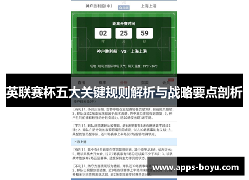 英联赛杯五大关键规则解析与战略要点剖析